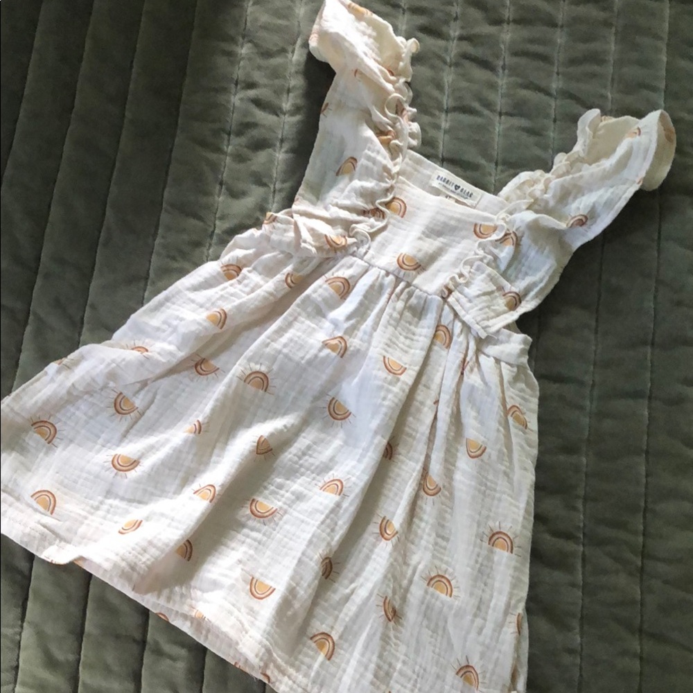 Muslin Ruffled Dress with Rainbow Pattern